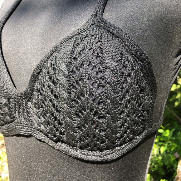 NEW Black Stretch Knit Pant Crop Top Set Summer Loungewear Beach One Size XS/S - Picture 11 of 12